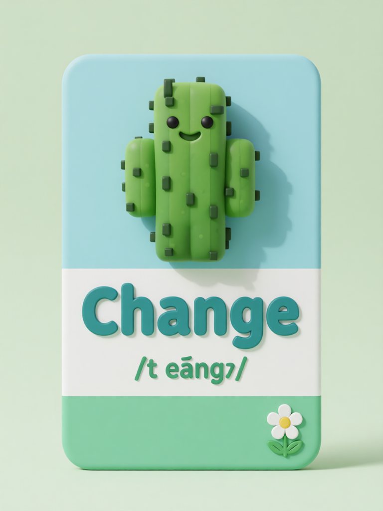 change 单词卡插画