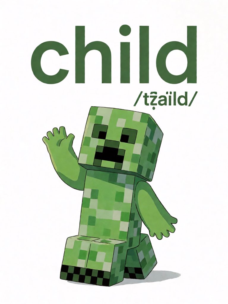 child 单词卡插画