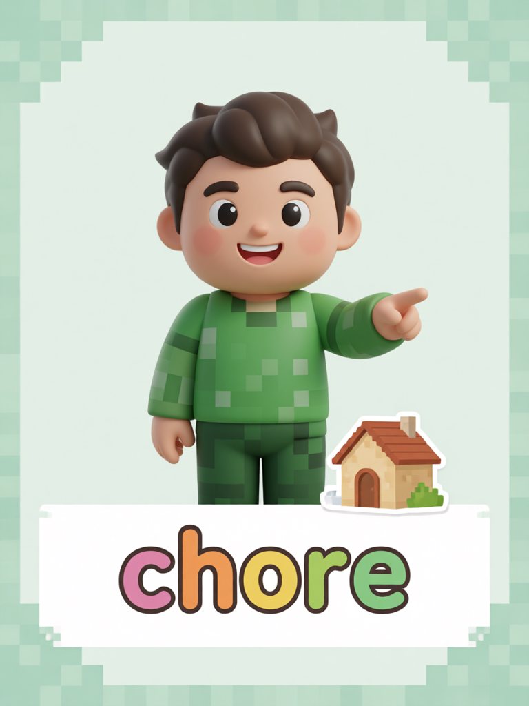 chore 单词卡插画