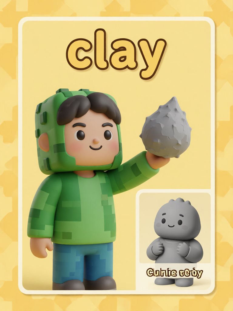 clay 单词卡插画