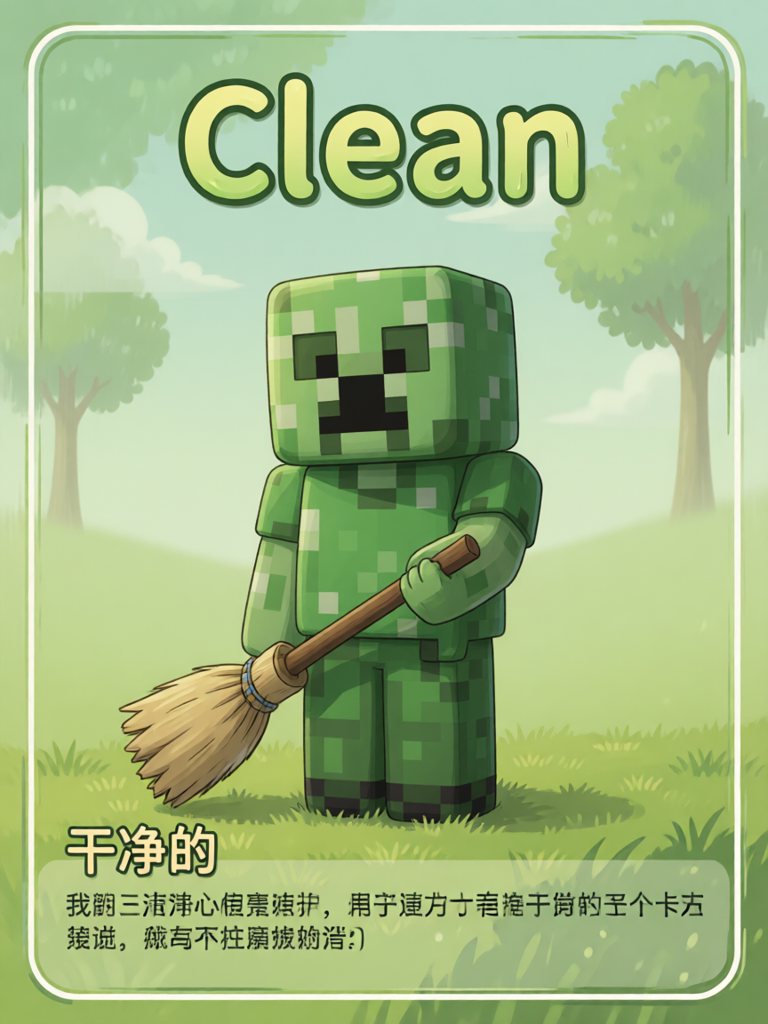 clean 单词卡插画