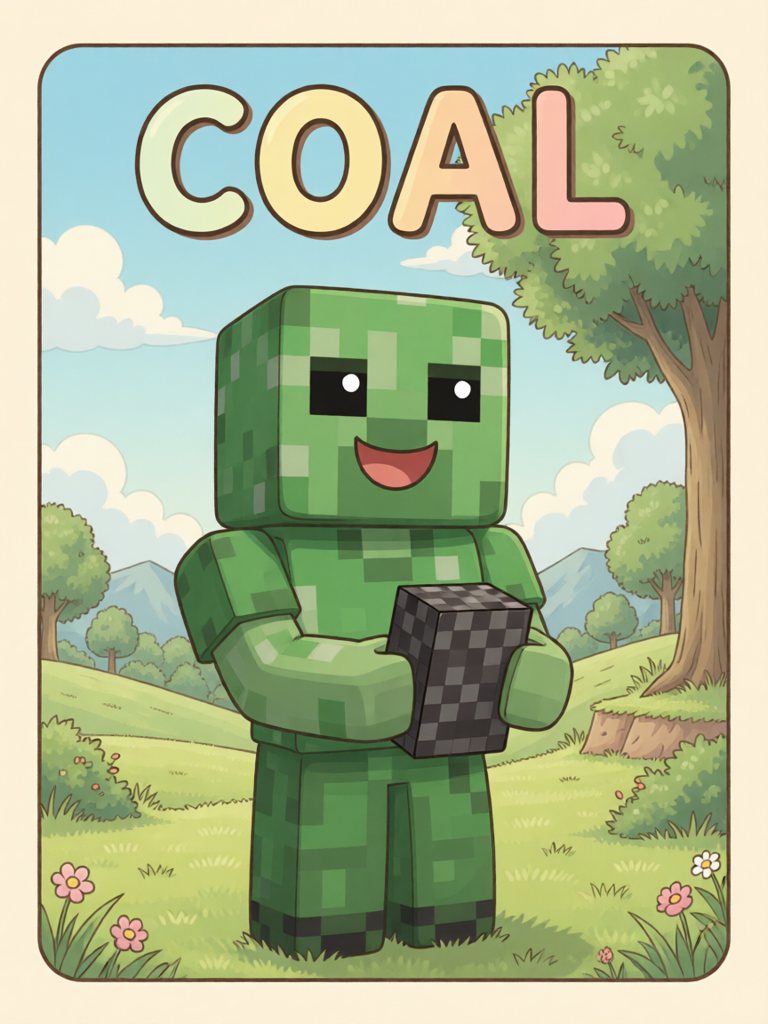coal 单词卡插画