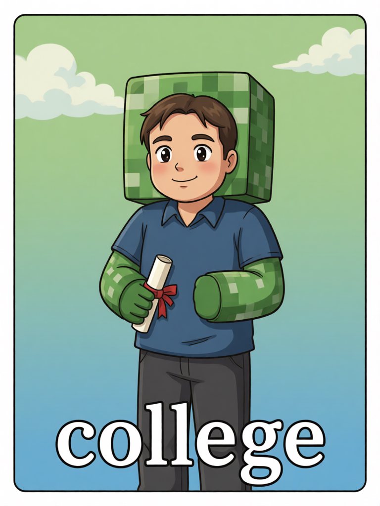 college 单词卡插画