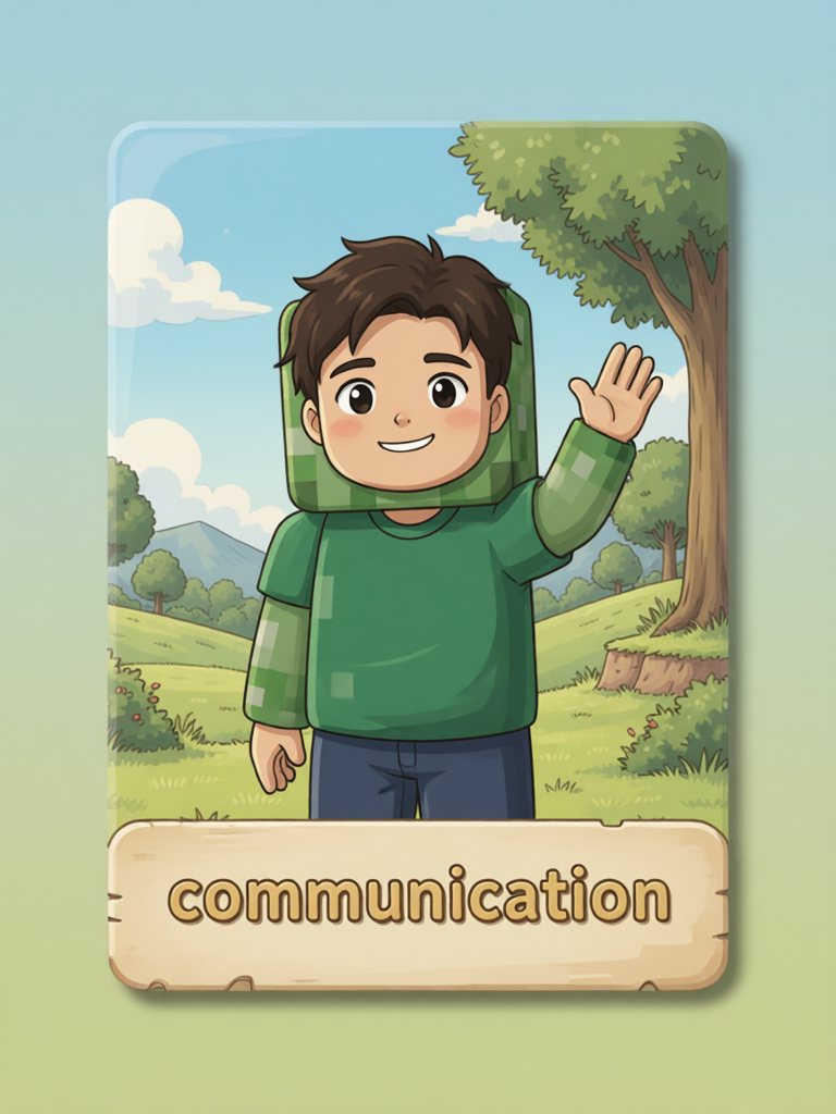 communication 单词卡插画