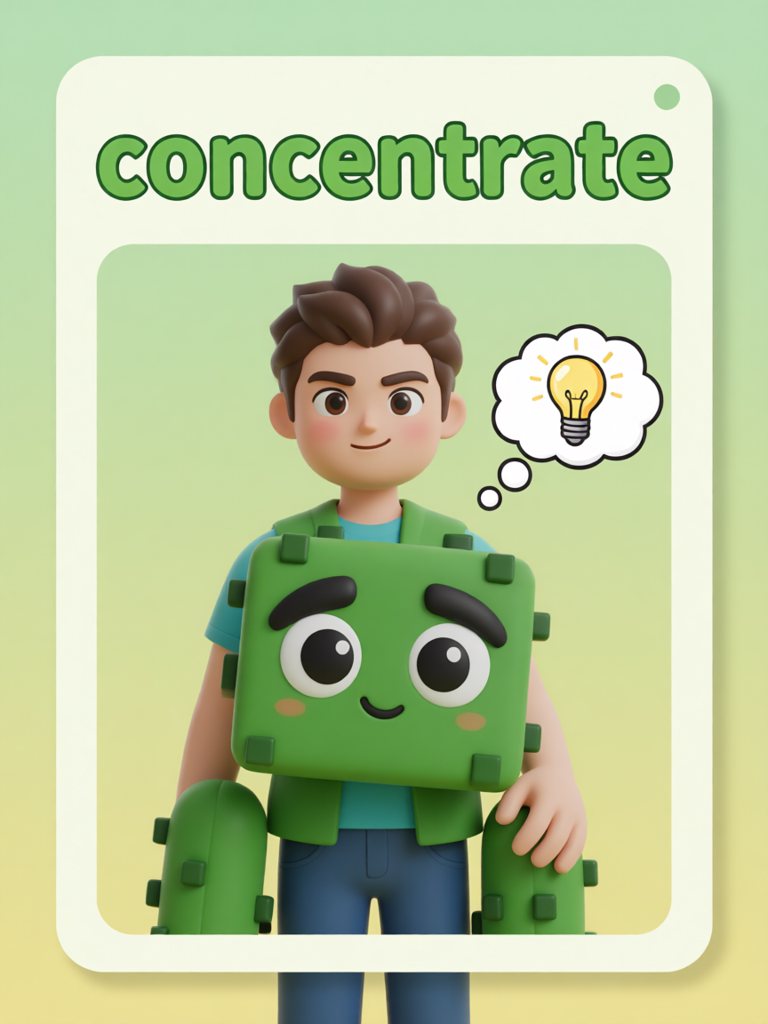 concentrate 单词卡插画