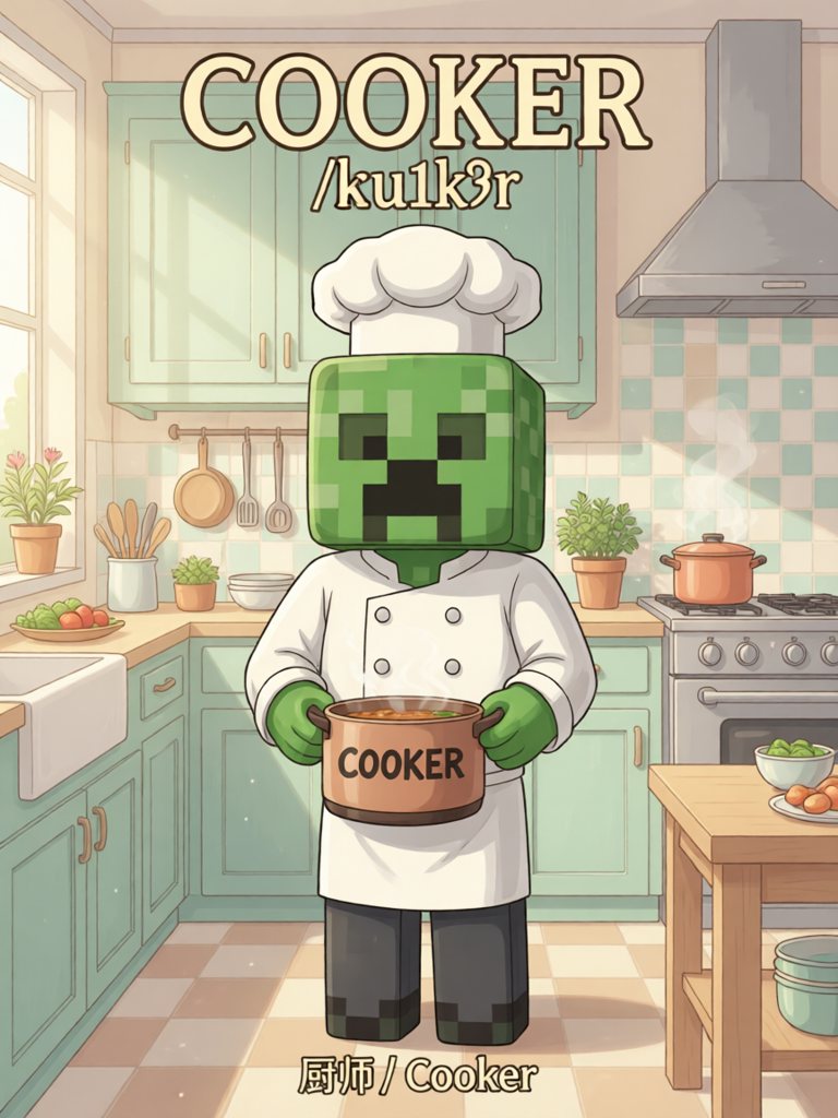 cooker 单词卡插画
