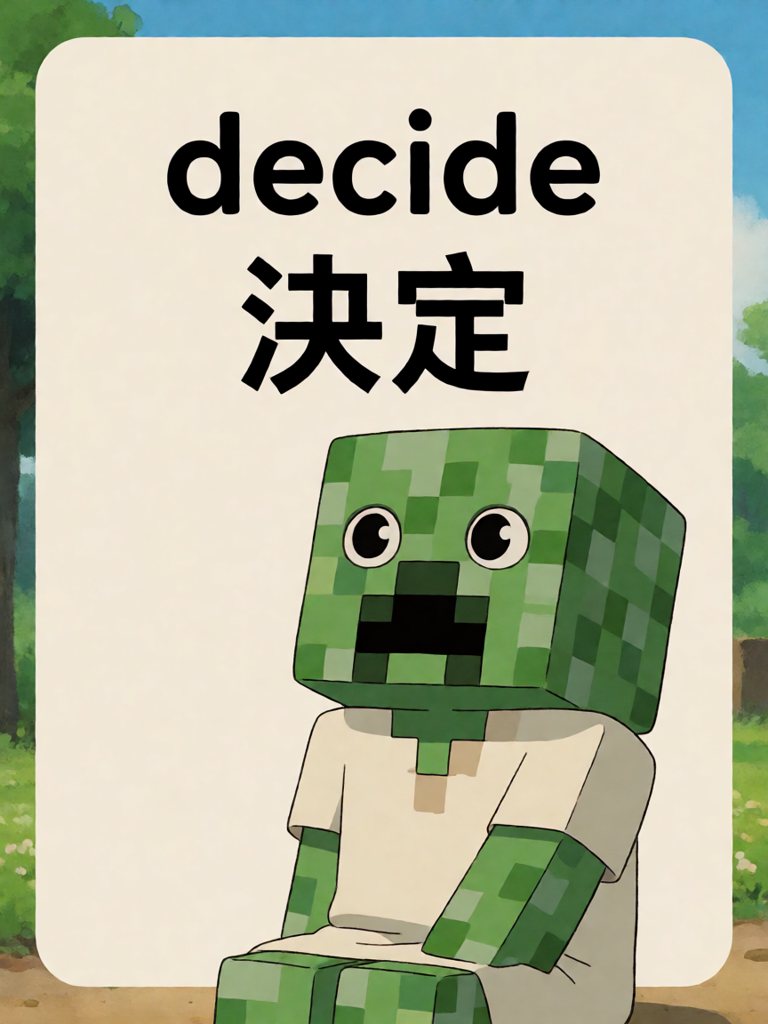 decide 单词卡插画