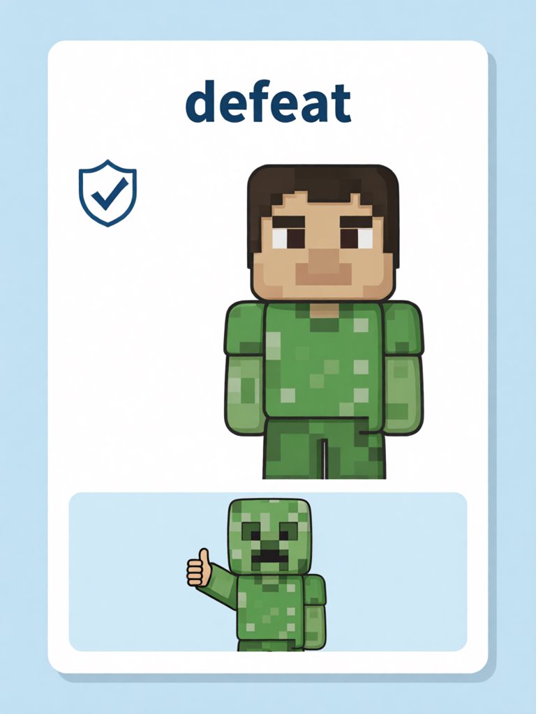 defeat 单词卡插画