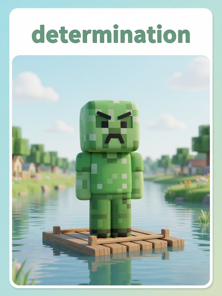 determination 单词卡插画
