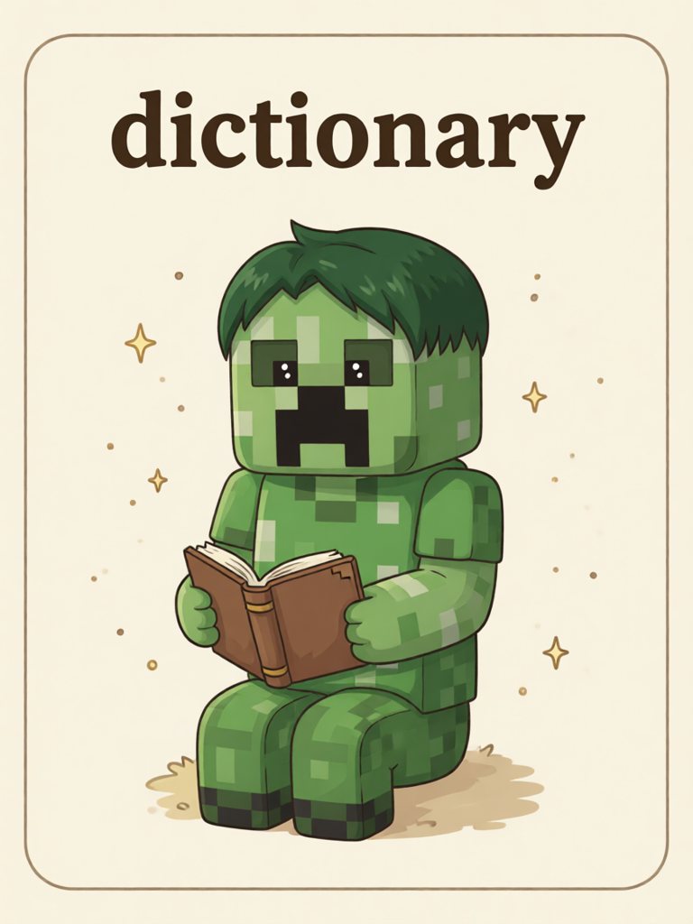 dictionary 单词卡插画