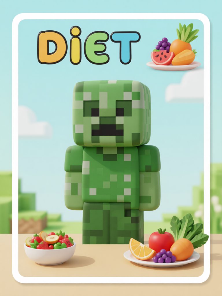 diet 单词卡插画