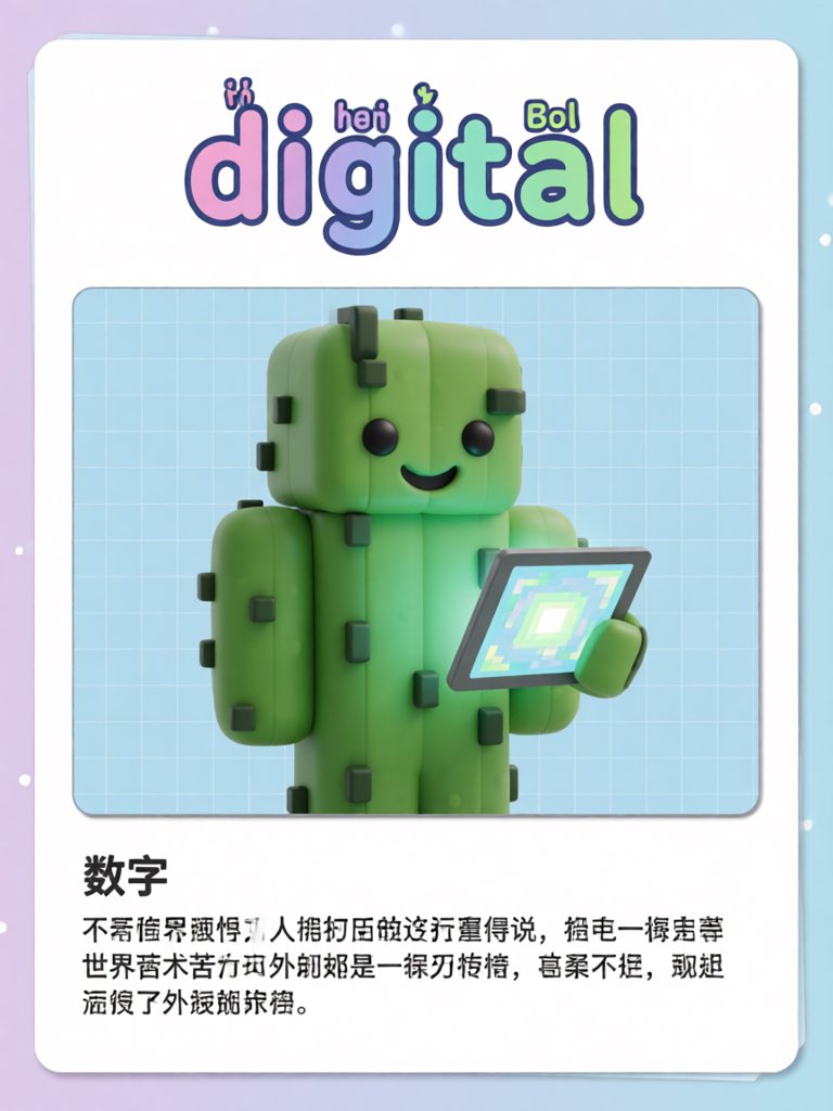 digital 单词卡插画