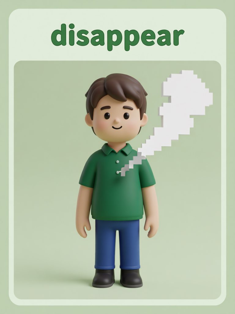 disappear 单词卡插画