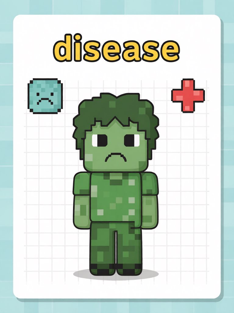 disease 单词卡插画