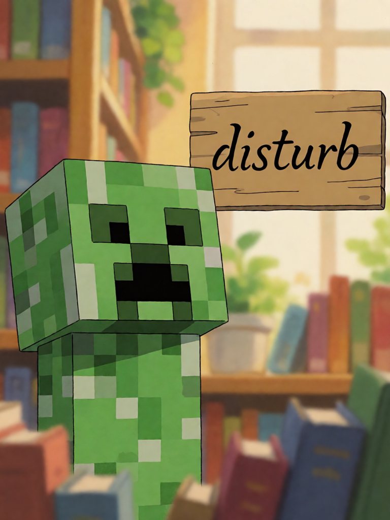 disturb 单词卡插画