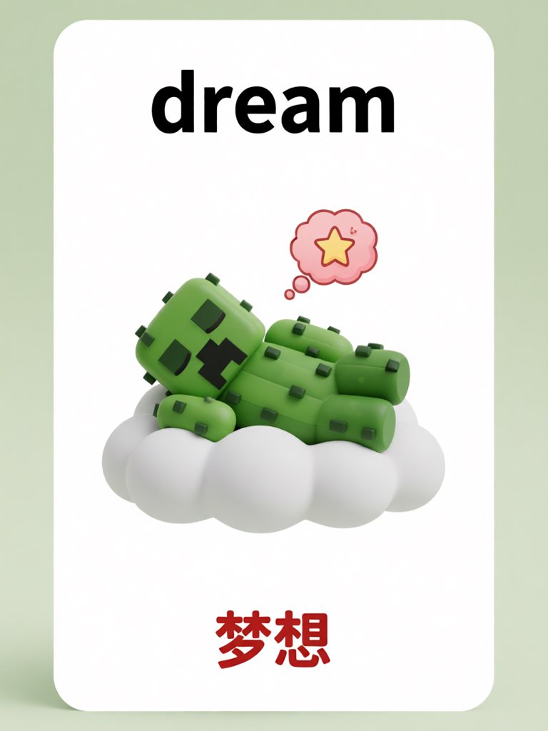 dream 单词卡插画
