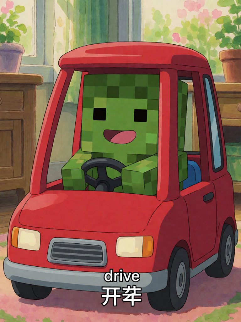 drive 单词卡插画