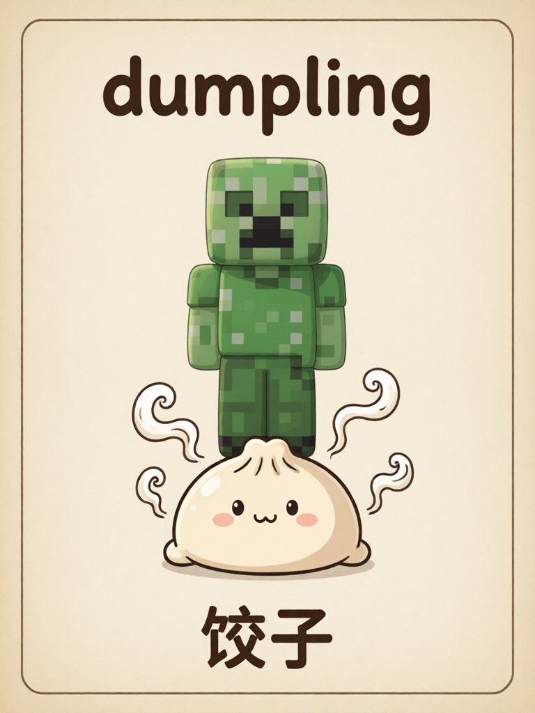 dumpling 单词卡插画