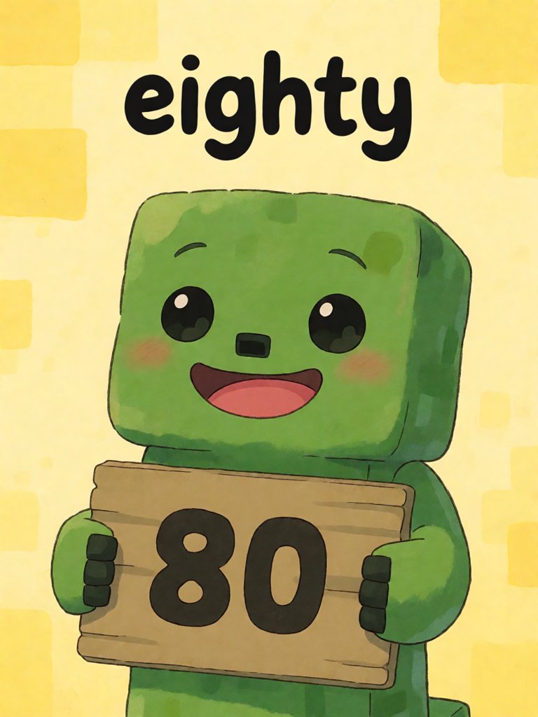 eighty 单词卡插画