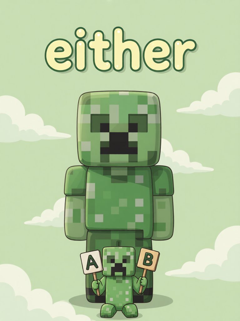 either 单词卡插画