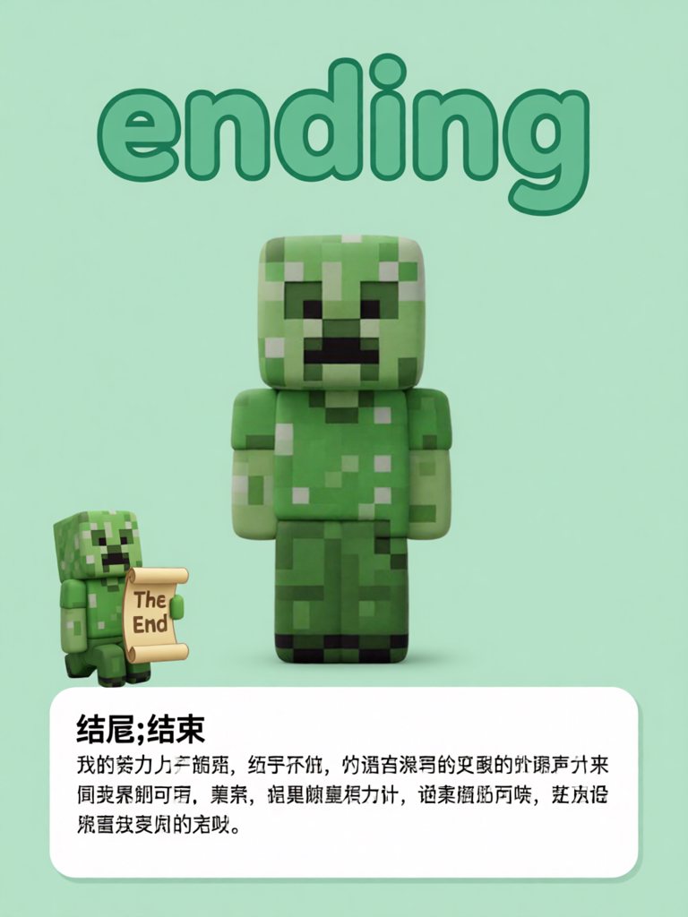 ending 单词卡插画