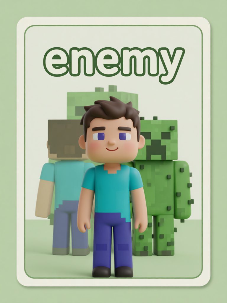 enemy 单词卡插画