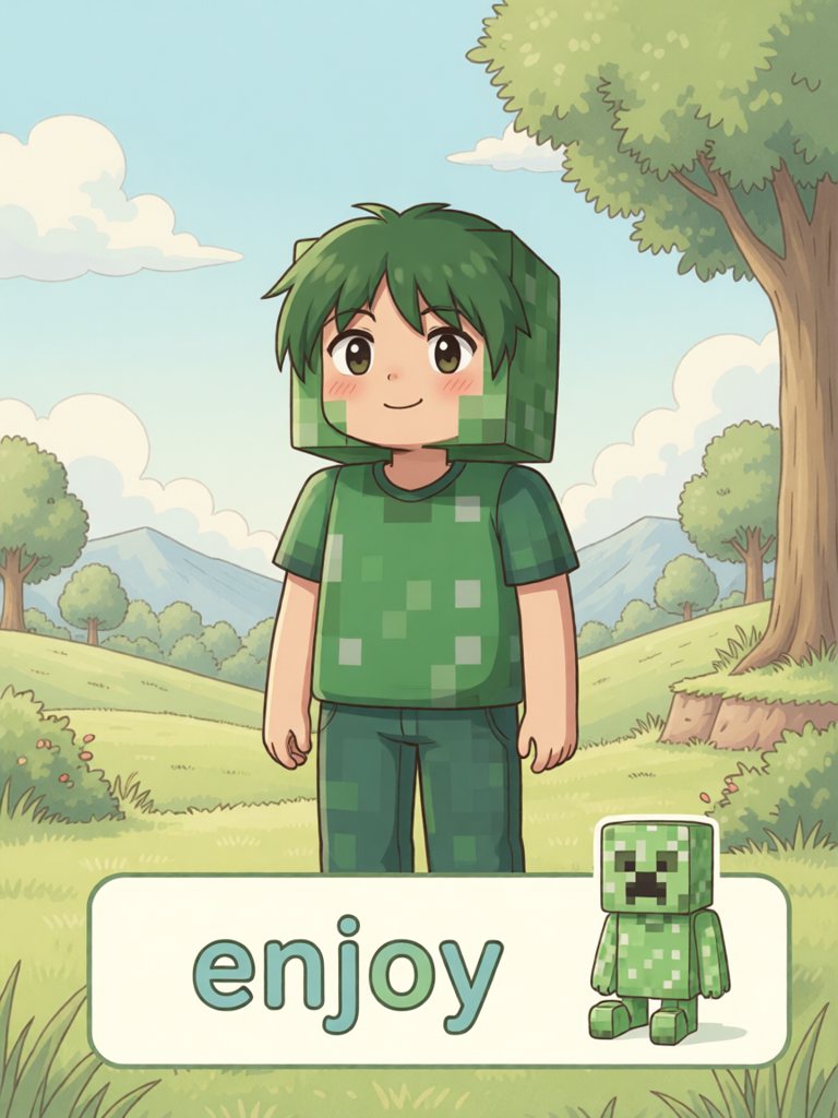 enjoy 单词卡插画