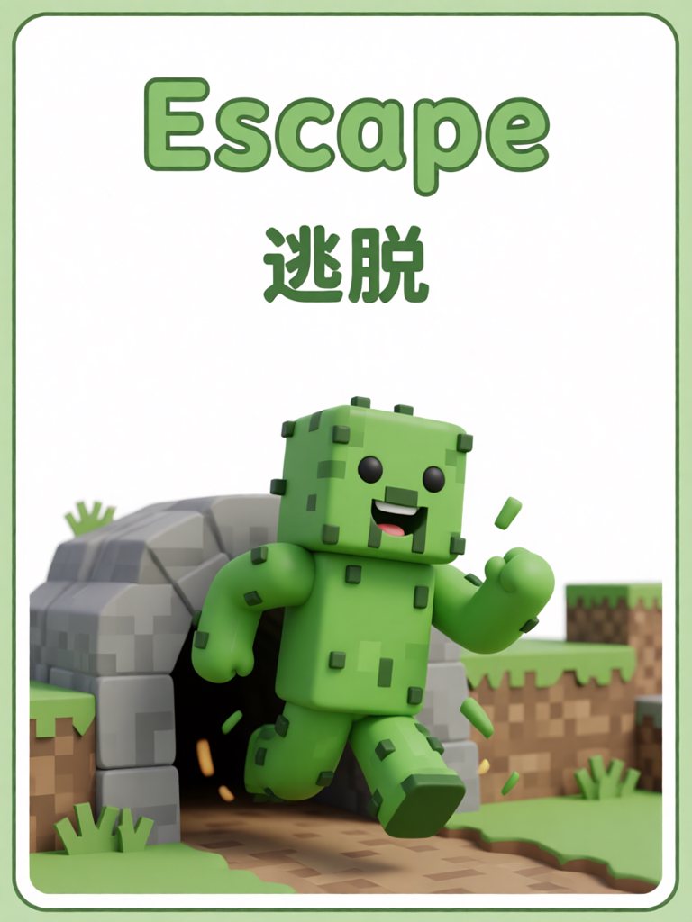 escape 单词卡插画