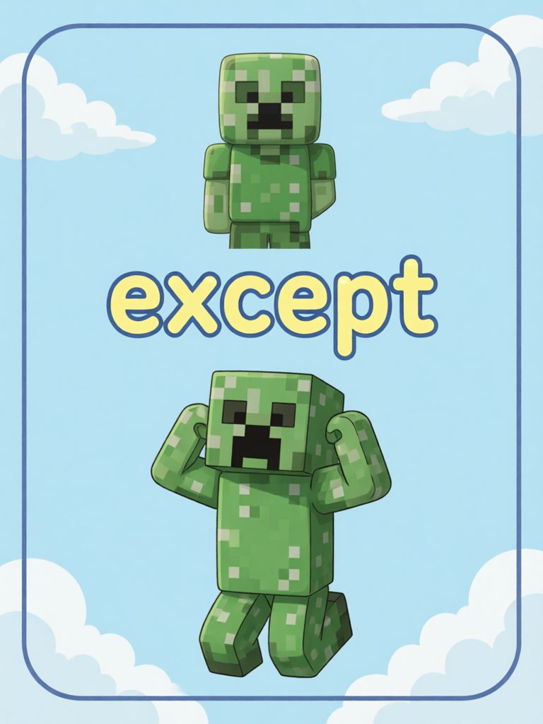 except 单词卡插画