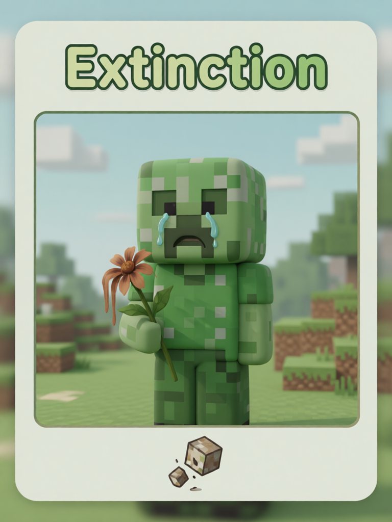 extinction 单词卡插画