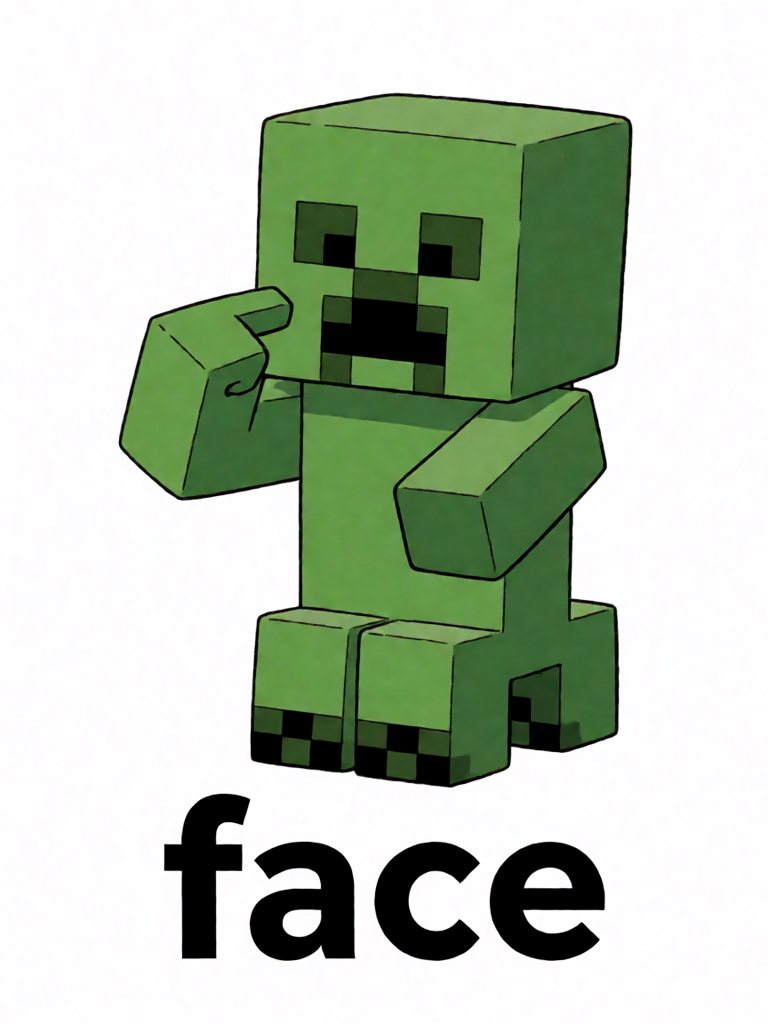 face 单词卡插画