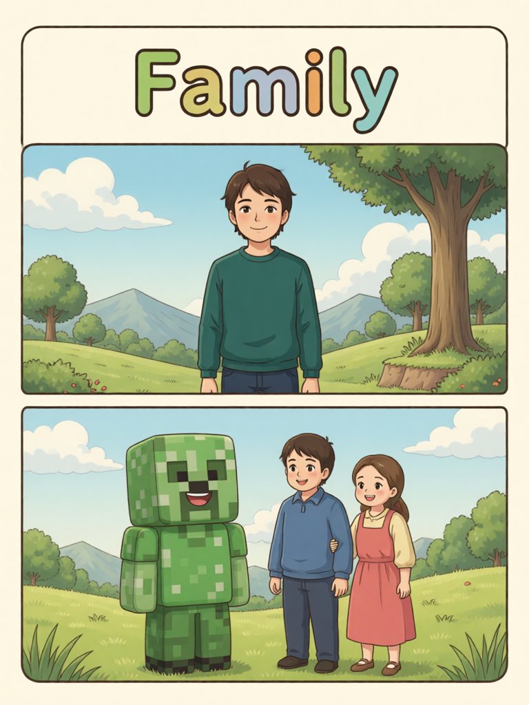 family 单词卡插画