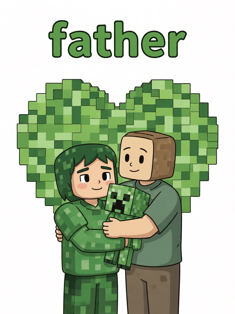 father 单词卡插画