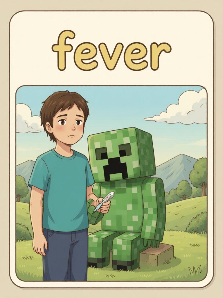fever 单词卡插画