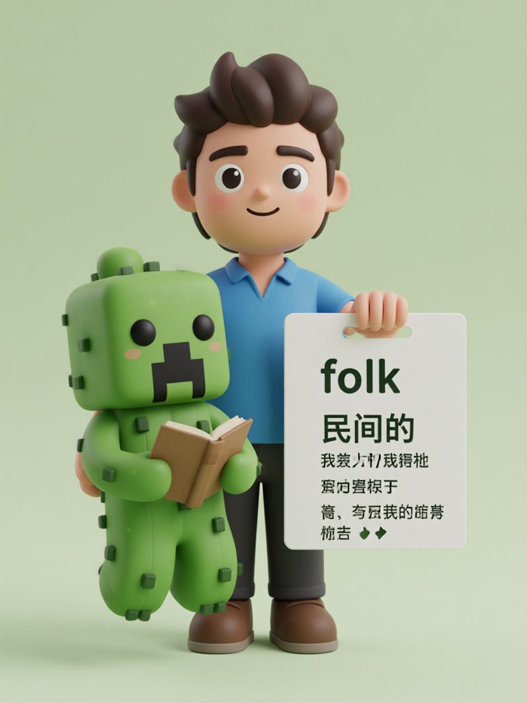 folk 单词卡插画