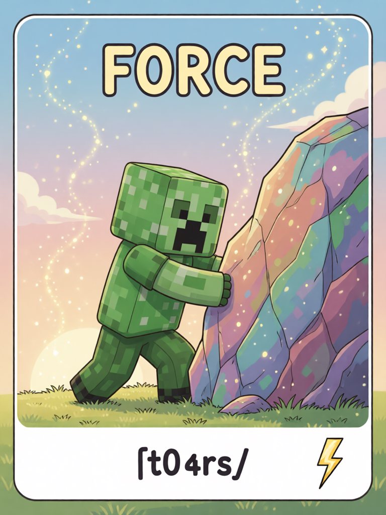 force 单词卡插画