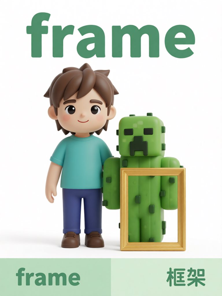 frame 单词卡插画