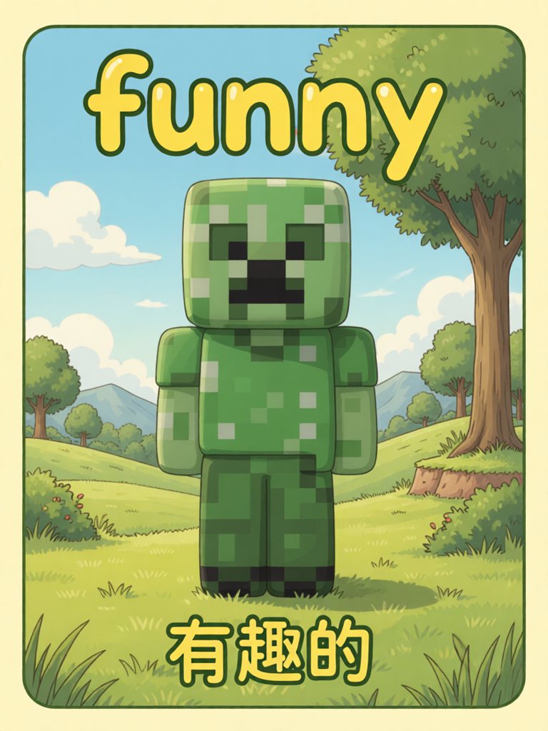 funny 单词卡插画