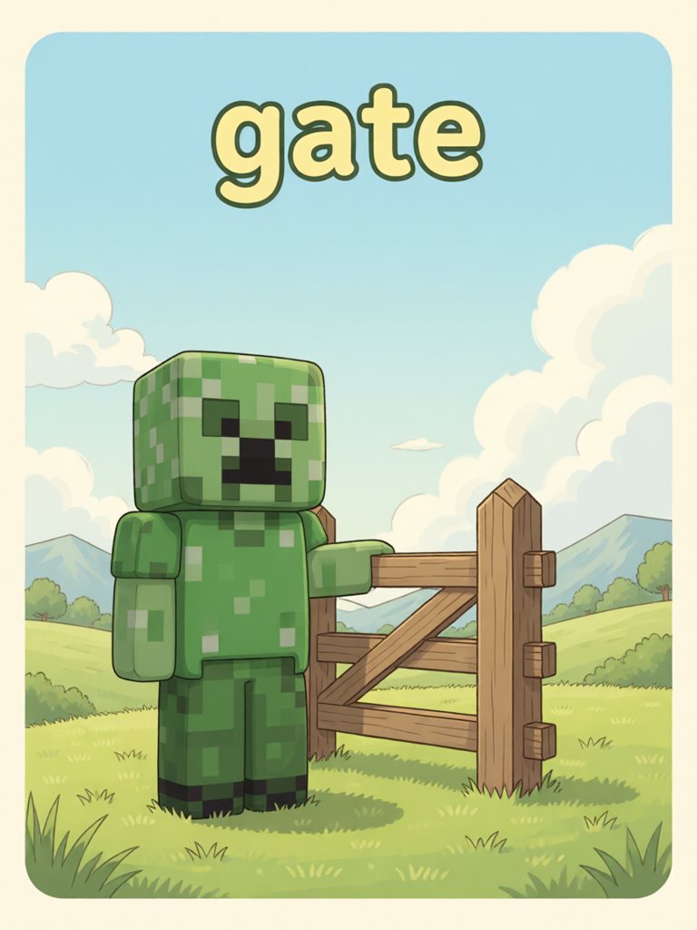 gate 单词卡插画