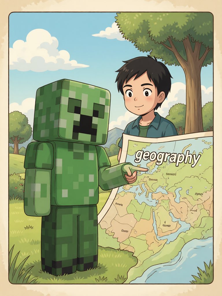 geography 单词卡插画