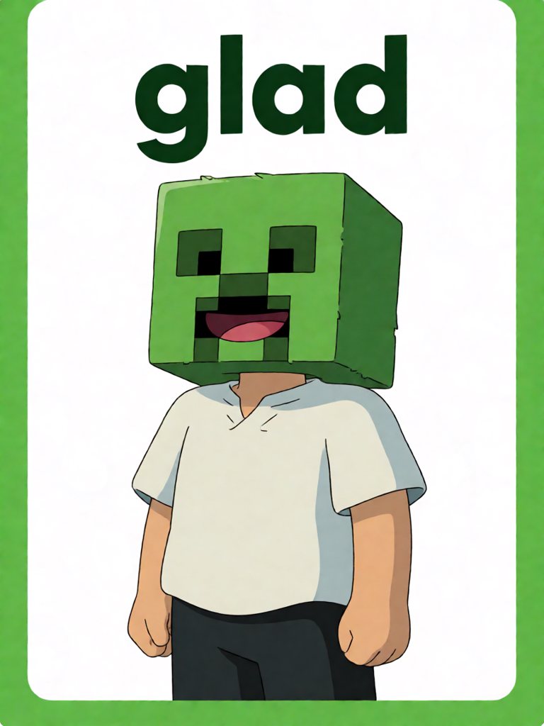 glad 单词卡插画