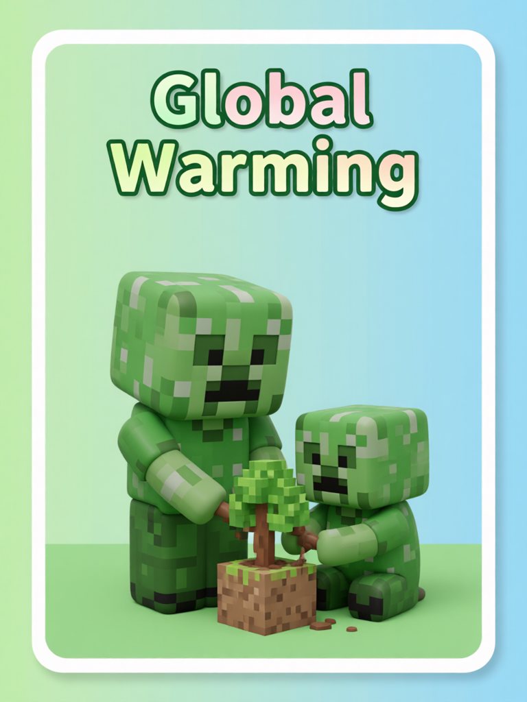 global warming 单词卡插画