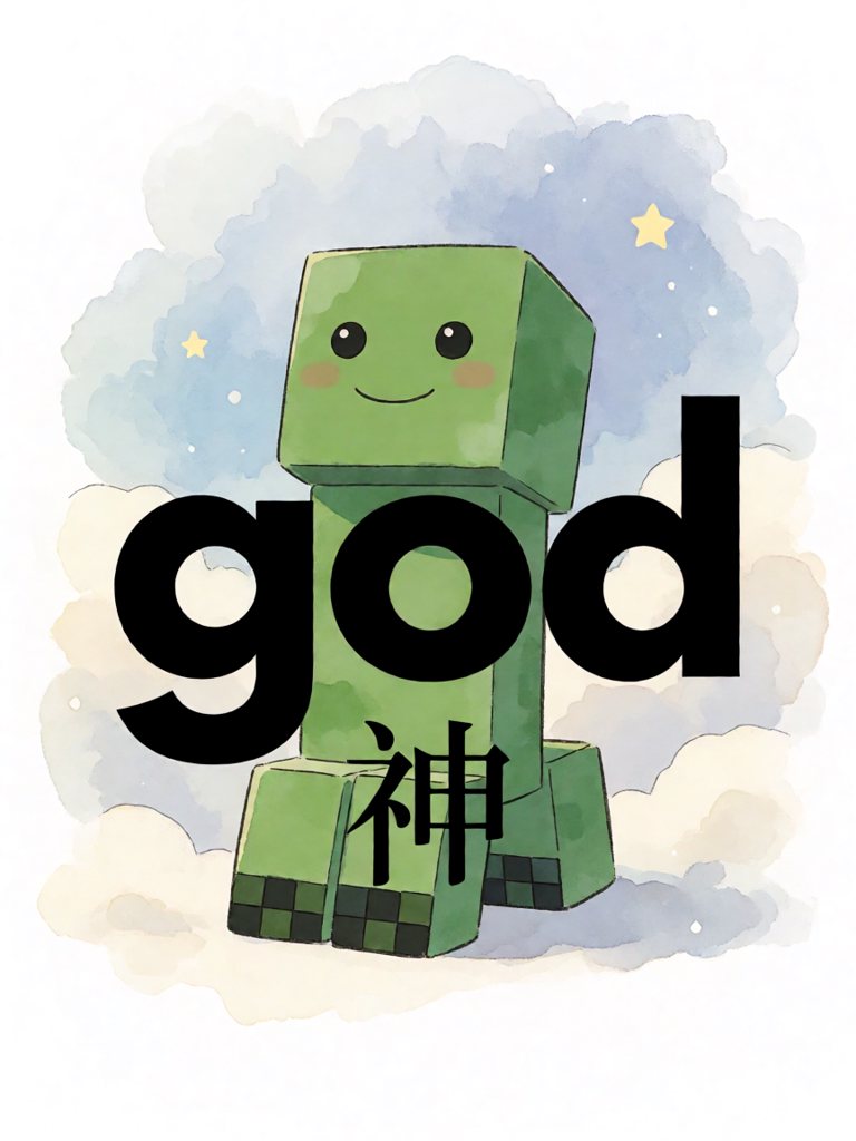 god 单词卡插画