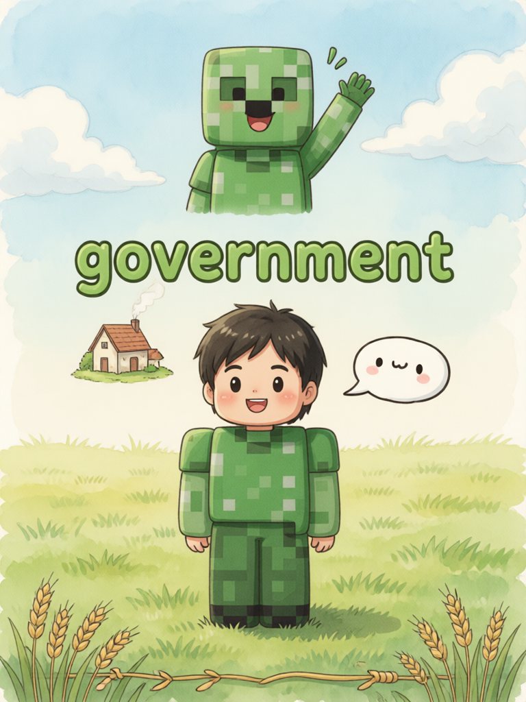 government 单词卡插画