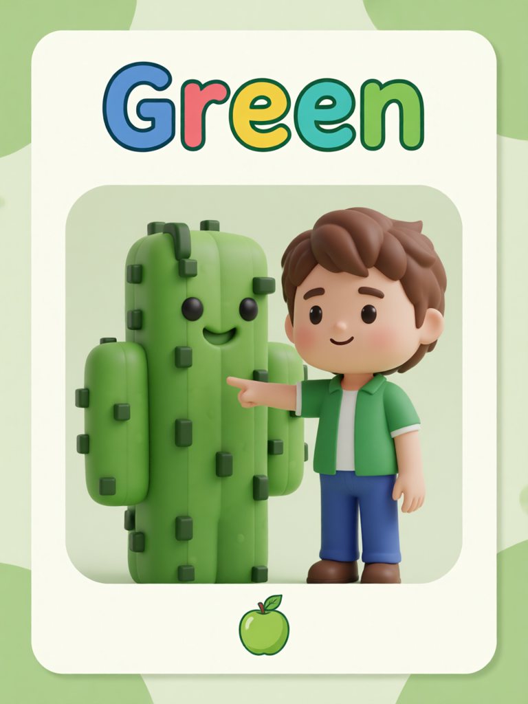 green 单词卡插画