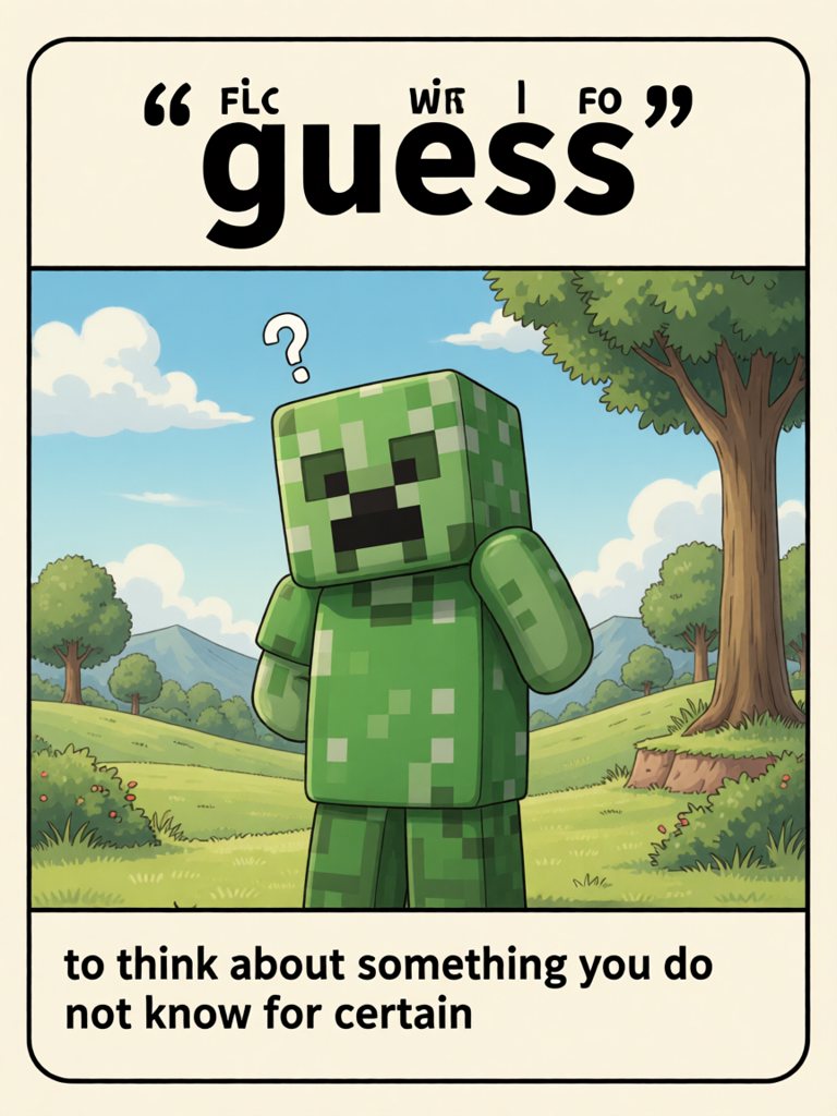 guess 单词卡插画