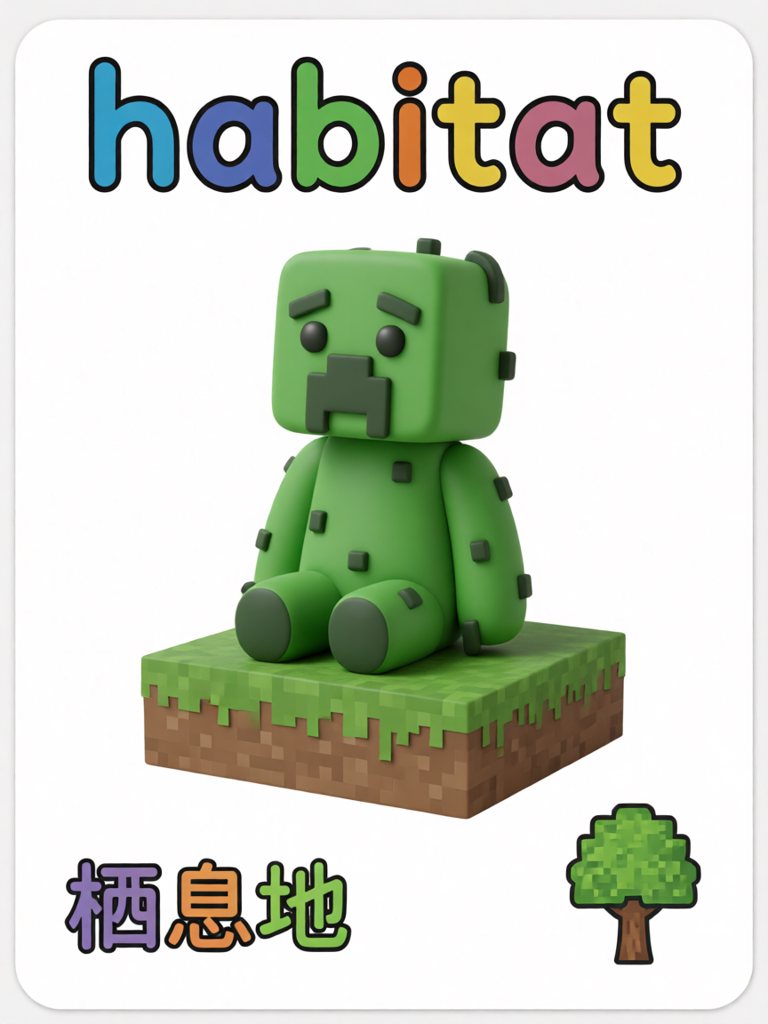 habitat 单词卡插画