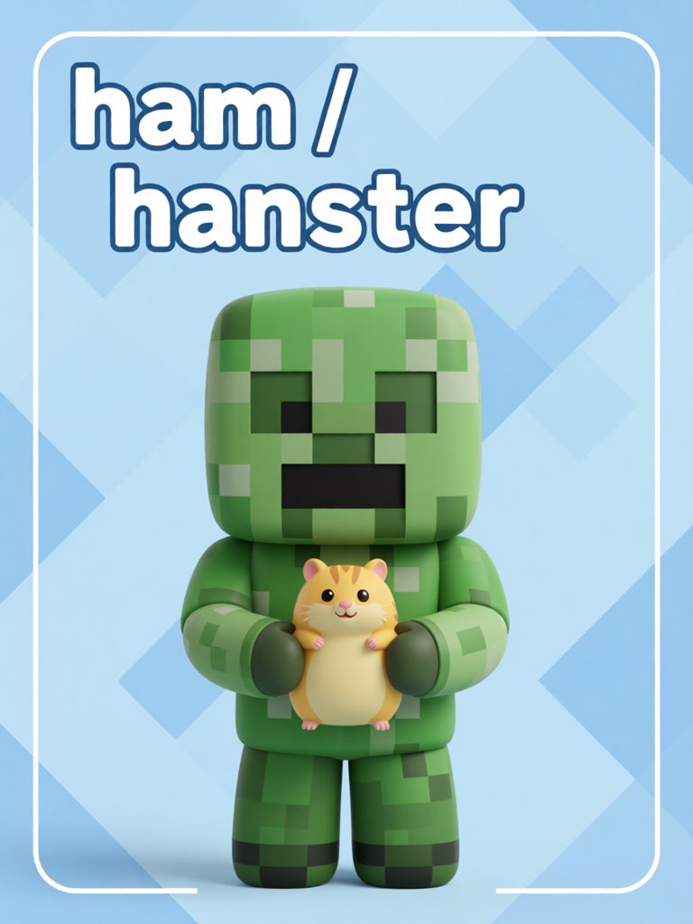 hamster 单词卡插画