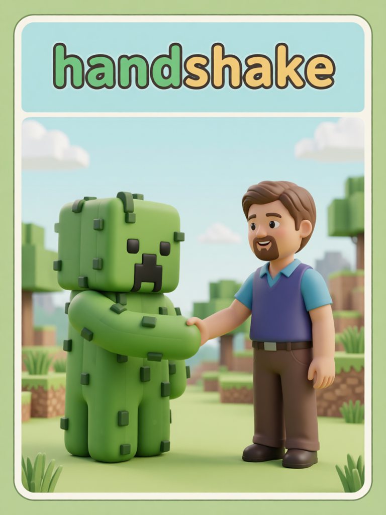 handshake 单词卡插画