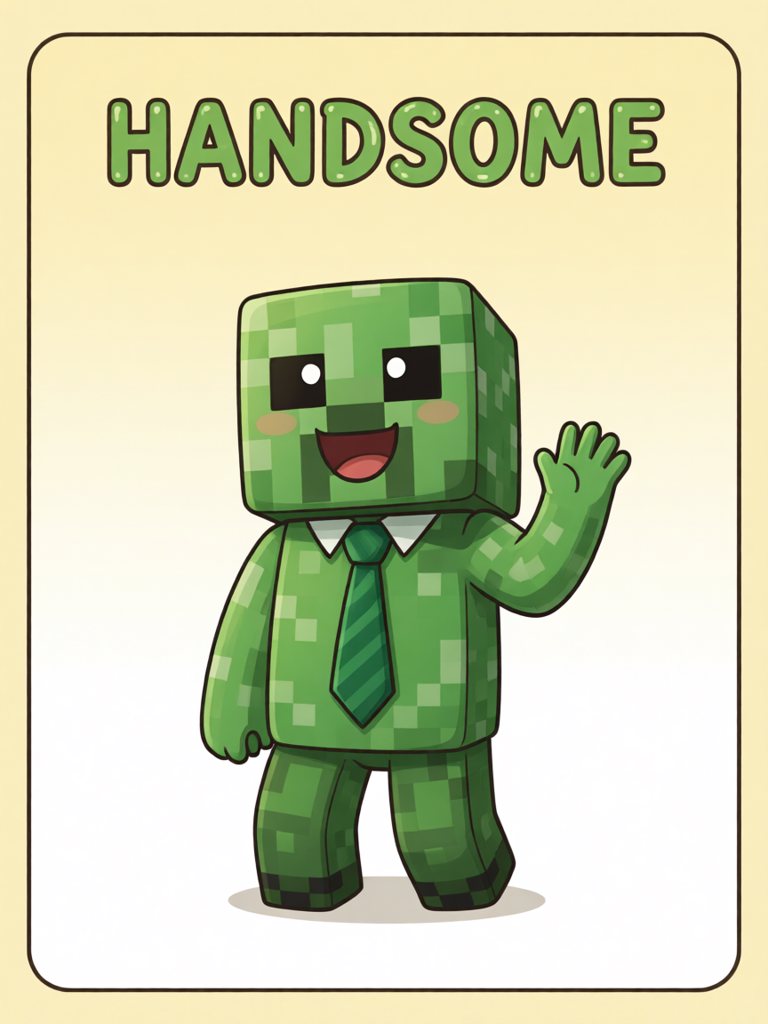 handsome 单词卡插画